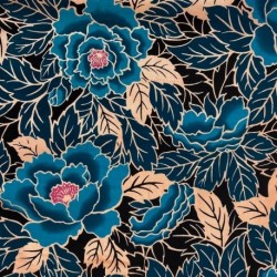 Tissu Coton Esprit Wax Lotus Glitter Bleu 