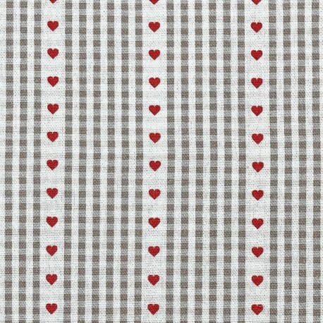 Tissu Demi Natte Cozy Imprimé Vichy Coeur Ficelle 