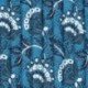 Tissu Coton Matelassé Imprimé Floral Denim 