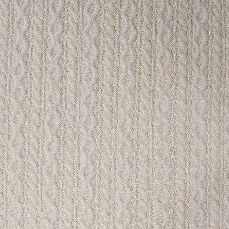 Tissu Maille Jersey Effet Tressé Ecru