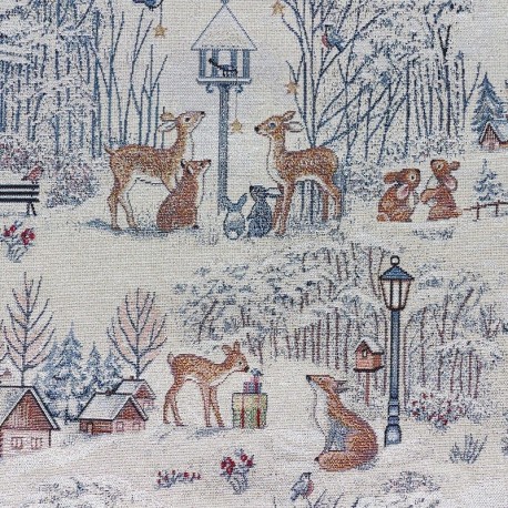 Tissu Gobelin Zurich Noël Blanc 