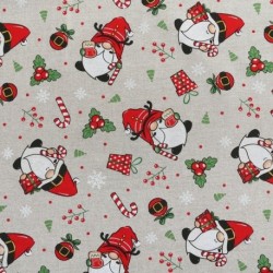 Tissu Imprimé Ruca Gnome Cadeau Beige