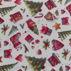 Tissu Imprimé Magia Noël Beige 