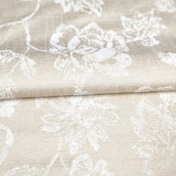 Tissu Jacquard Floral Floro Coloris Lin