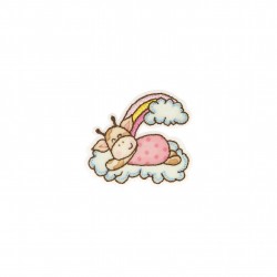 Ecusson girafe mignonne - Sur un nuage